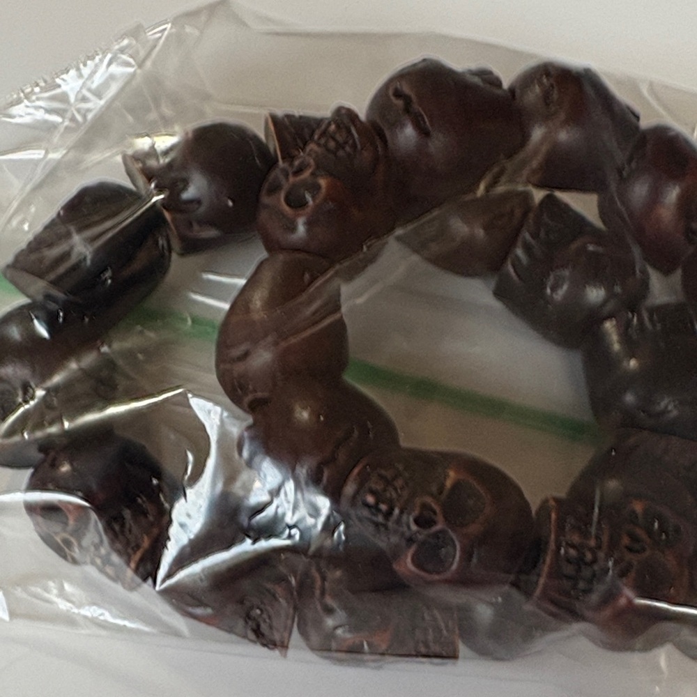 Skull Bracelet Set Two Brown Black chunky New - Picture 5 of 5